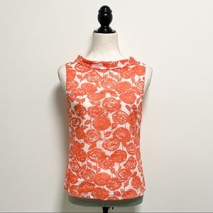 J.Crew Roses Print Sleeveless Rolled Collar Blouse